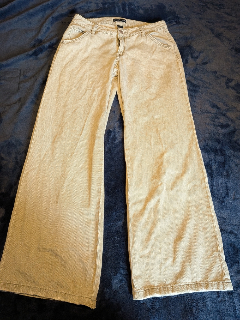 Sincerely Jules Women’s Beige Denim Wide-Leg Jeans Light Wash Size 3/26